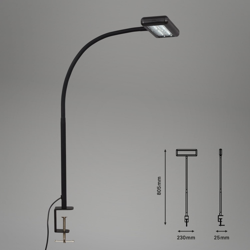 Brilo - LED Fleksibilni namizna svetilka s sponko TRASNA LED/7,5W/230V črna