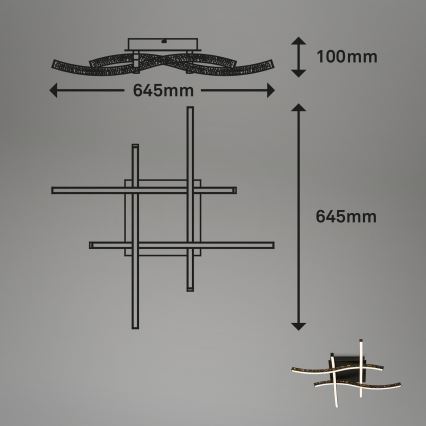 Brilo - LED Nadgradni lestenec REY 4xLED/6W/230V črna