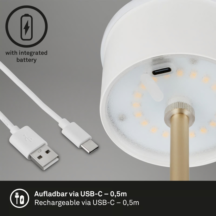 Brilo - LED zatemnjevalna polnilna zunanja namizna svetilka na dotik KIKI LED/2,6W/5V IP44 2600 mAh rjava