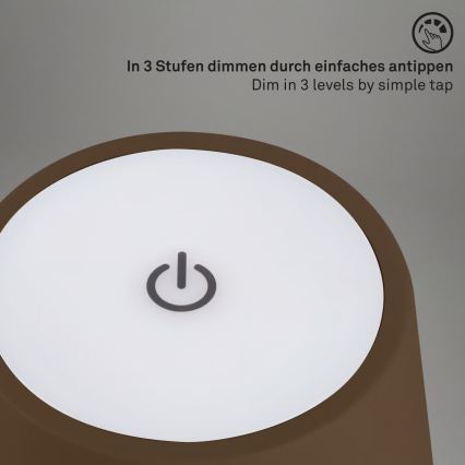 Brilo - LED zatemnjevalna polnilna zunanja namizna svetilka na dotik KIKI LED/2,6W/5V IP44 2600 mAh rjava