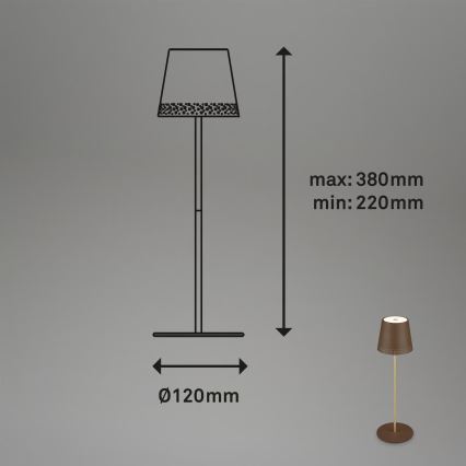 Brilo - LED zatemnjevalna polnilna zunanja namizna svetilka na dotik KIKI LED/2,6W/5V IP44 2600 mAh rjava