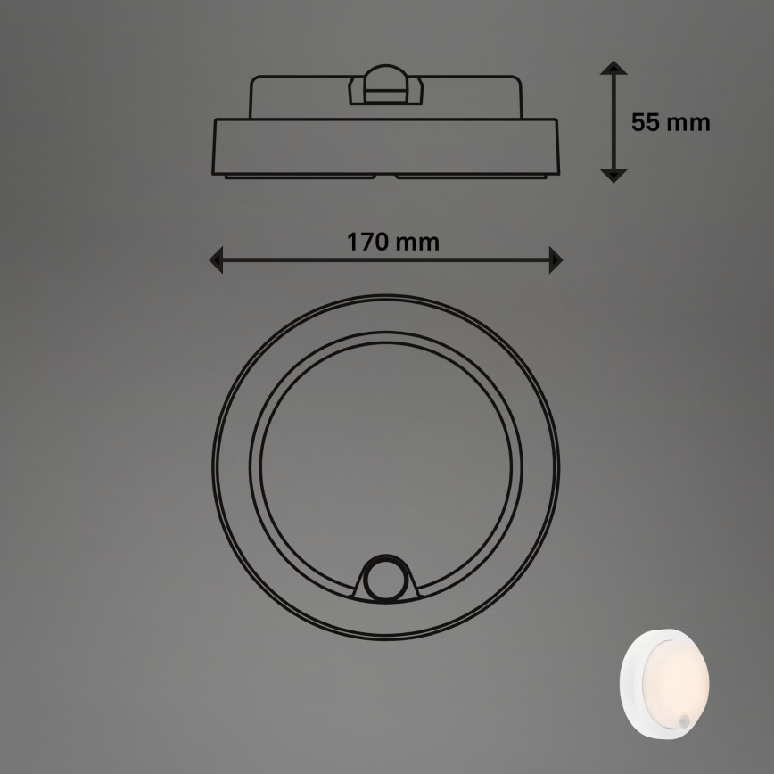 Brilo - LED polnilna zunanja stenska svetilka s senzorjem LED/4W/5V 4400 mAh IP44 bela