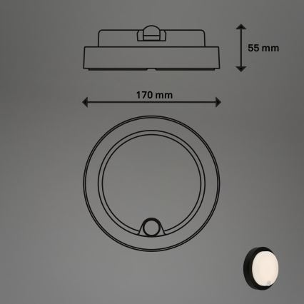Brilo - LED polnilna zunanja stenska svetilka s senzorjem LED/4W/5V 4400 mAh IP44 črna