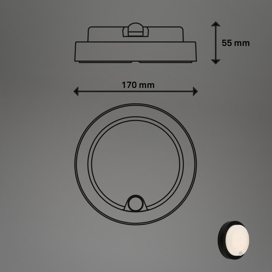 Brilo - LED polnilna zunanja stenska svetilka s senzorjem LED/4W/5V 4400 mAh IP44 črna