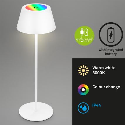 Brilo - LED RGB zatemnjevalna polnilna na dotik upravljana zunanja namizna svetilka KIKI LED/2,6W/5V IP44 2600 mAh bela