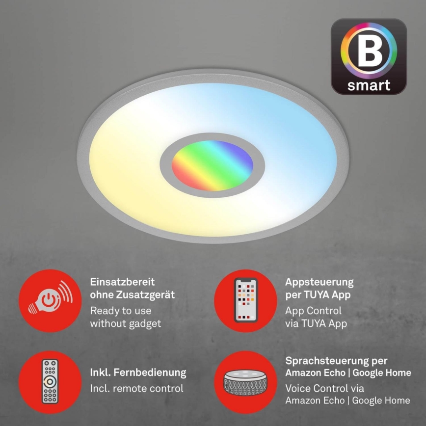 Brilo - LED RGB Zatemnitvena stropna svetilka CENTRO LED/24W/230V 2700-6500K Wi-Fi Tuya + Daljinski upravljalnik
