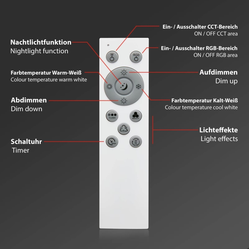 Brilo - LED RGB Zatemnitvena stropna svetilka CENTRO LED/24W/230V 2700-6500K Wi-Fi Tuya + Daljinski upravljalnik