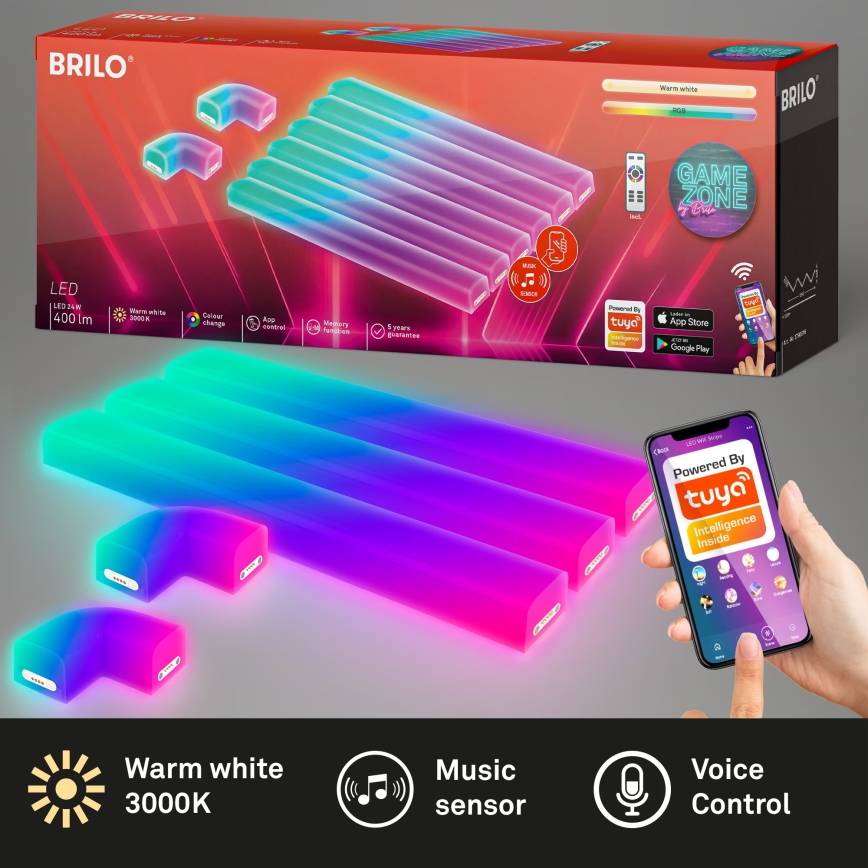 Brilo - LED RGBIC Zatemnitveni svetlobni trak Smart LED/24W/230V Wi-Fi Tuya
