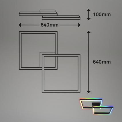 Brilo - LED RGBW Zatemnitveni nadgradni lestenec FRAME 2xLED/17W/230V 2700-6500K + Daljinski upravljalnik