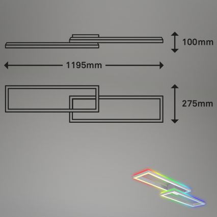 Brilo - LED RGBW Zatemnitveni nadgradni lestenec FRAME 2xLED/21W/230V 2700-6500K + Daljinski upravljalnik