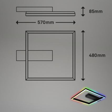 Brilo - LED RGBW Zatemnitveni nadgradni lestenec FRAME LED/18W/230V 2700-6500K + Daljinski upravljalnik