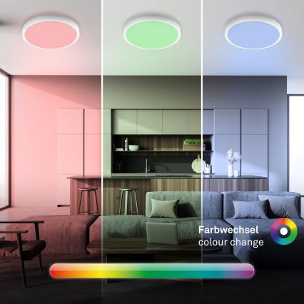 Brilo - RGBW LED zatemnljivo stropno svetilo, 20 W/230 V, 2200–6500 K, Wi‑Fi Tuya, premer 27 cm