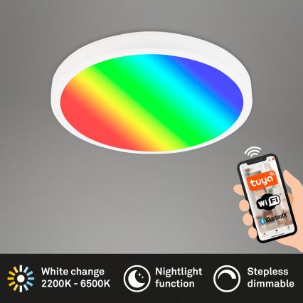 Brilo - RGBW LED zatemnljivo stropno svetilo, 20 W/230 V, 2200–6500 K, Wi‑Fi Tuya, premer 27 cm