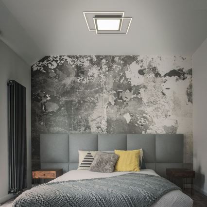 Brilo - LED stropna svetilka 2xLED/16W/230V + LED/19W 51,5x51,5 cm črna