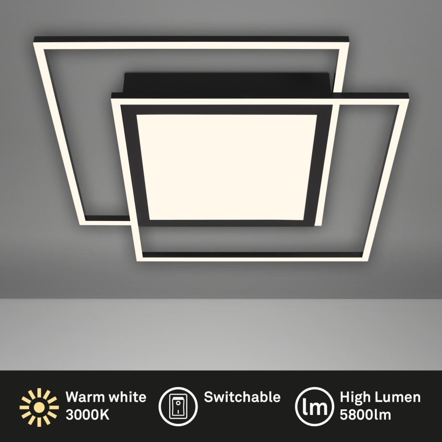 Brilo - LED stropna svetilka 2xLED/16W/230V + LED/19W 51,5x51,5 cm črna