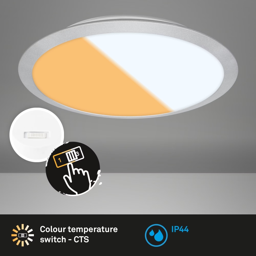 Brilo - LED stropna svetilka za kopalnico CTS LED/21W/230V 3000/4000K IP44, premer 37 cm, mat krom