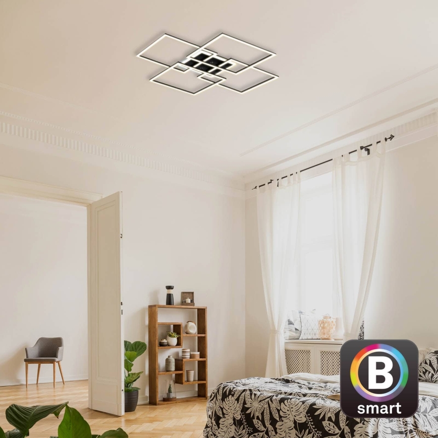 Brilo - LED zatemnljiva stropna svetilka FRAME LED/50W/230V 2700-6500K 72,4x72,4cm črna Wi-Fi Tuya + daljinski upravljalnik