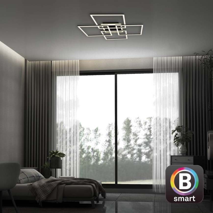 Brilo - LED zatemnljiva stropna svetilka FRAME LED/50W/230V 2700-6500K 72,4x72,4cm črna Wi-Fi Tuya + daljinski upravljalnik