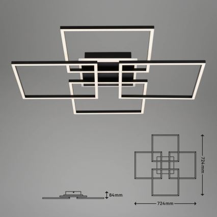 Brilo - LED zatemnljiva stropna svetilka FRAME LED/50W/230V 2700-6500K 72,4x72,4cm črna Wi-Fi Tuya + daljinski upravljalnik