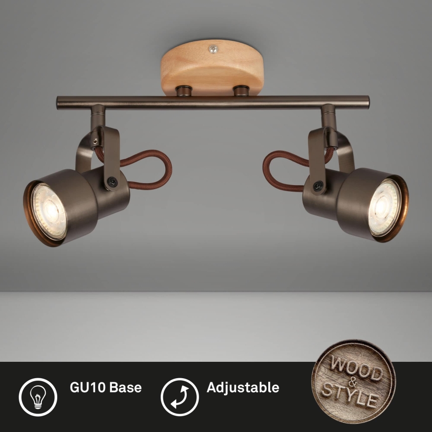 Brilo - LED točkovno svetilo TAHUN 2xGU10/5W/230V rjavo