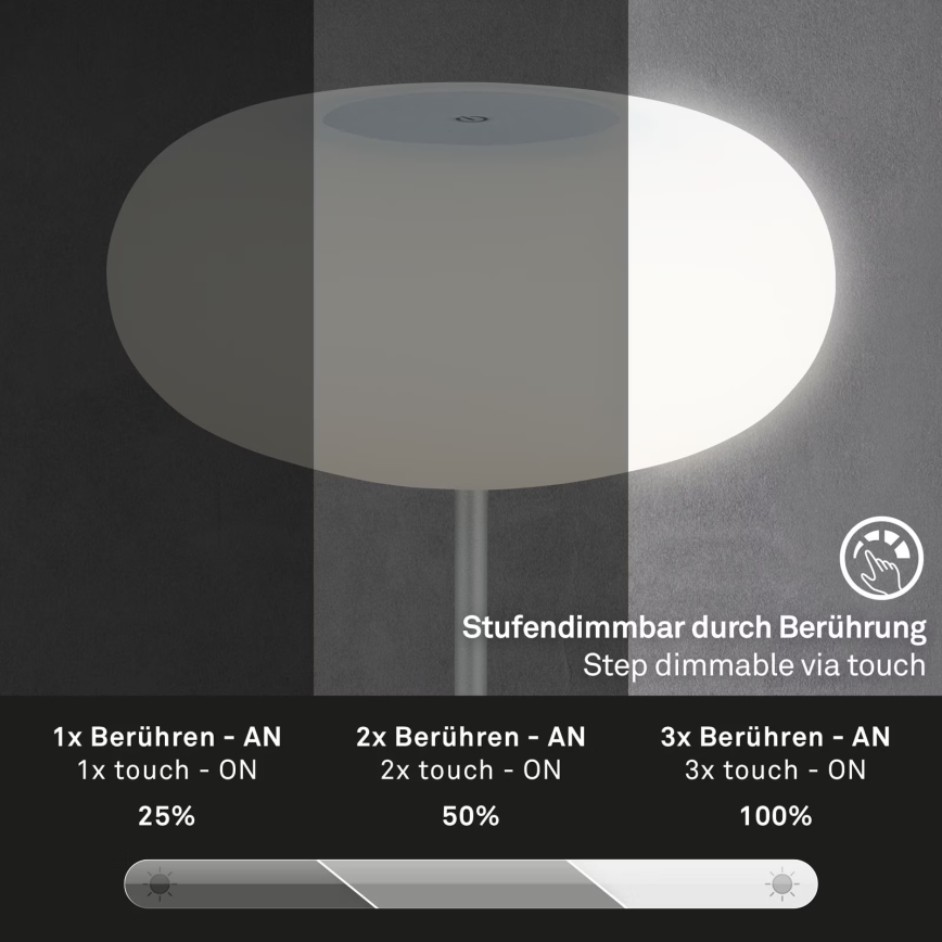 Brilo - LED zatemnjevalna zunanja polnilna namizna svetilka OLANA LED/3W/5V 3300K IP44 2000 mAh
