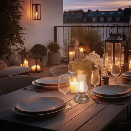 Brilo - LED zunanja polnilna namizna svetilka KANEA z nastavljivo jakostjo svetlobe, LED/1,5W/5V, IP44, 1200 mAh, bronasta