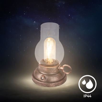 Brilo - LED zunanja polnilna namizna svetilka KANEA z nastavljivo jakostjo svetlobe, LED/1,5W/5V, IP44, 1200 mAh, bronasta