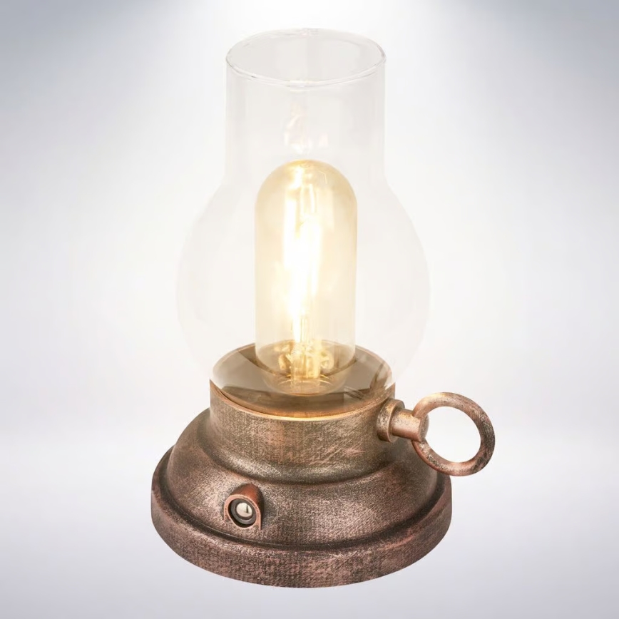 Brilo - LED zunanja polnilna namizna svetilka KANEA z nastavljivo jakostjo svetlobe, LED/1,5W/5V, IP44, 1200 mAh, bronasta