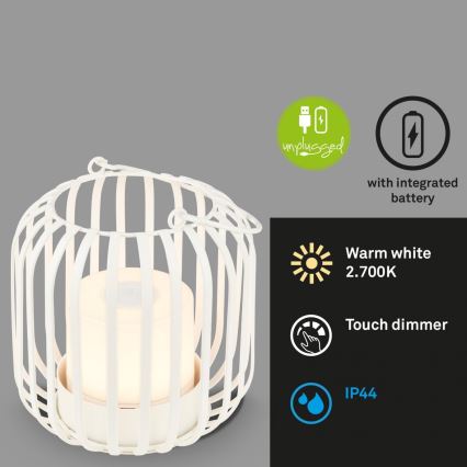 Brilo - LED Zatemnitven rechargeable zunanji namizna svetilka LED/2W/5V IP44 bela