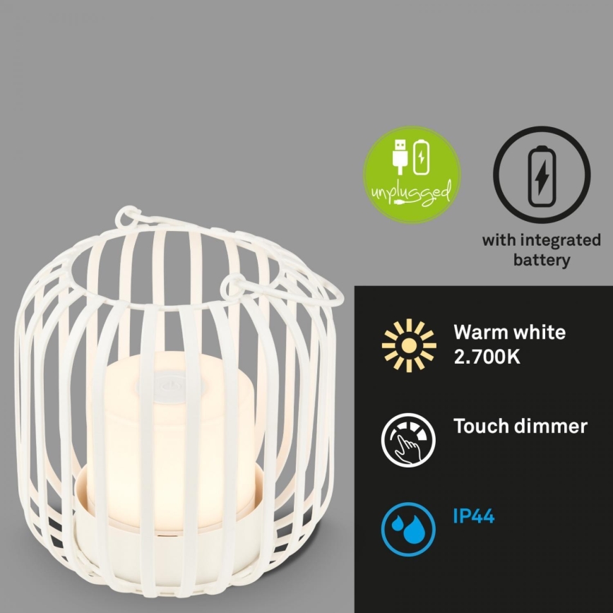 Brilo - LED Zatemnitven rechargeable zunanji namizna svetilka LED/2W/5V IP44 bela