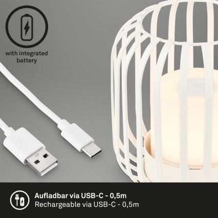 Brilo - LED Zatemnitven rechargeable zunanji namizna svetilka LED/2W/5V IP44 bela