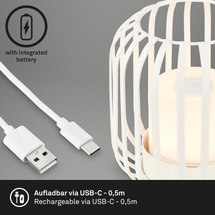Brilo - LED Zatemnitven rechargeable zunanji namizna svetilka LED/2W/5V IP44 bela