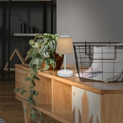 Brilo - LED zatemnitvena polnilna zunanja namizna svetilka LED/3W/5V IP44 srebrna/bež