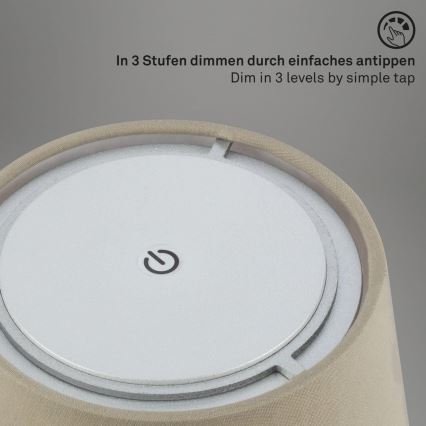 Brilo - LED zatemnitvena polnilna zunanja namizna svetilka LED/3W/5V IP44 srebrna/bež