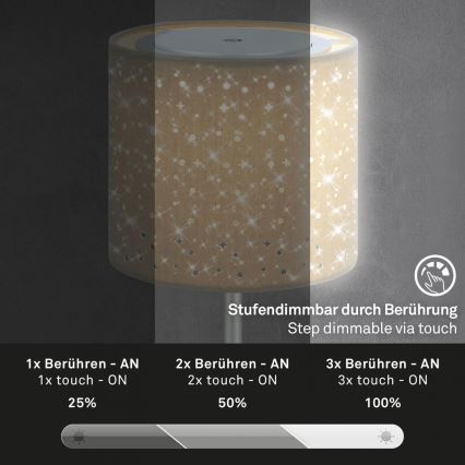 Brilo - LED Zatemnitvena polnilna zunanja namizna svetilka LOLE LED/3W/5V 2000mAh IP44 srebrna/bež