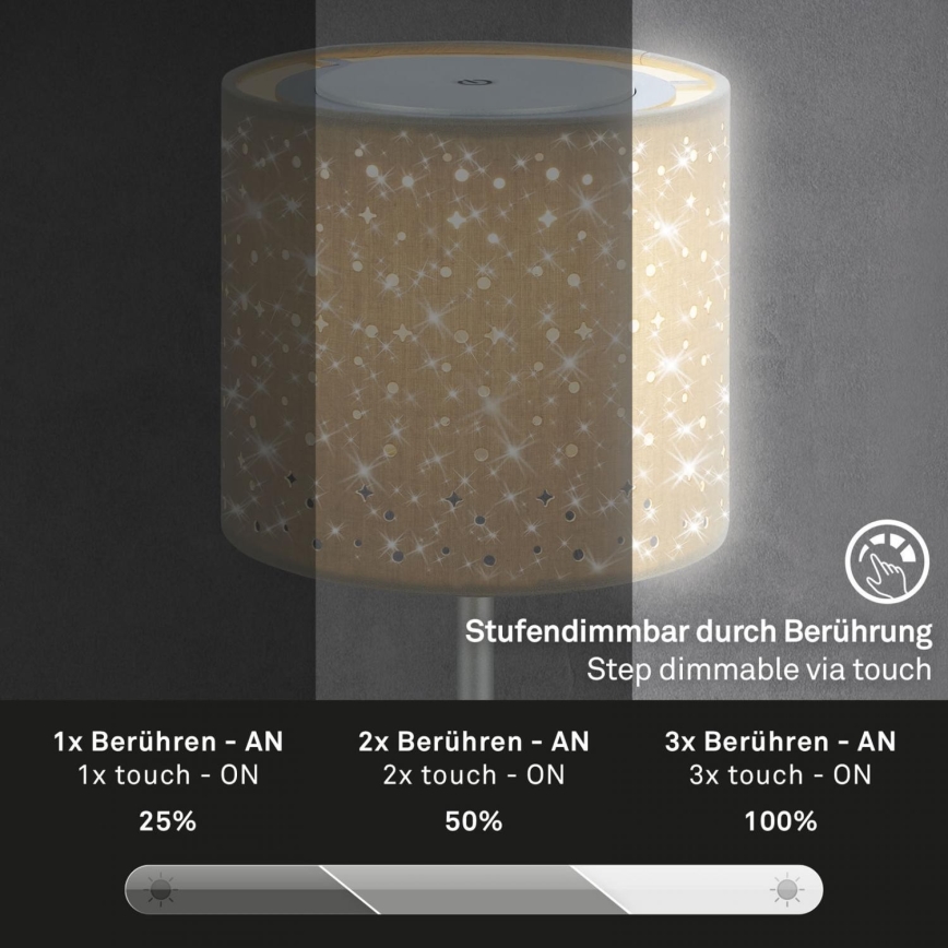 Brilo - LED Zatemnitvena polnilna zunanja namizna svetilka LOLE LED/3W/5V 2000mAh IP44 srebrna/bež