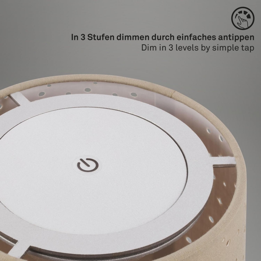 Brilo - LED Zatemnitvena polnilna zunanja namizna svetilka LOLE LED/3W/5V 2000mAh IP44 srebrna/bež