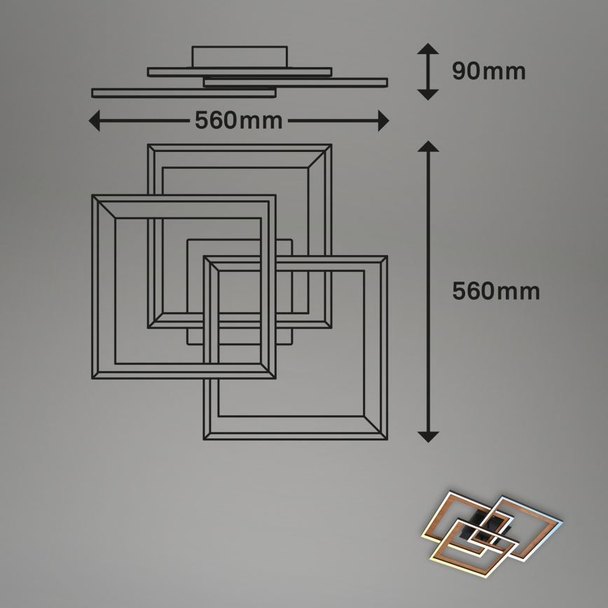 Brilo - LED Zatemnitveni nadgradni lestenec FRAME LED/45W/230V 2700-6500K + Daljinski upravljalnik