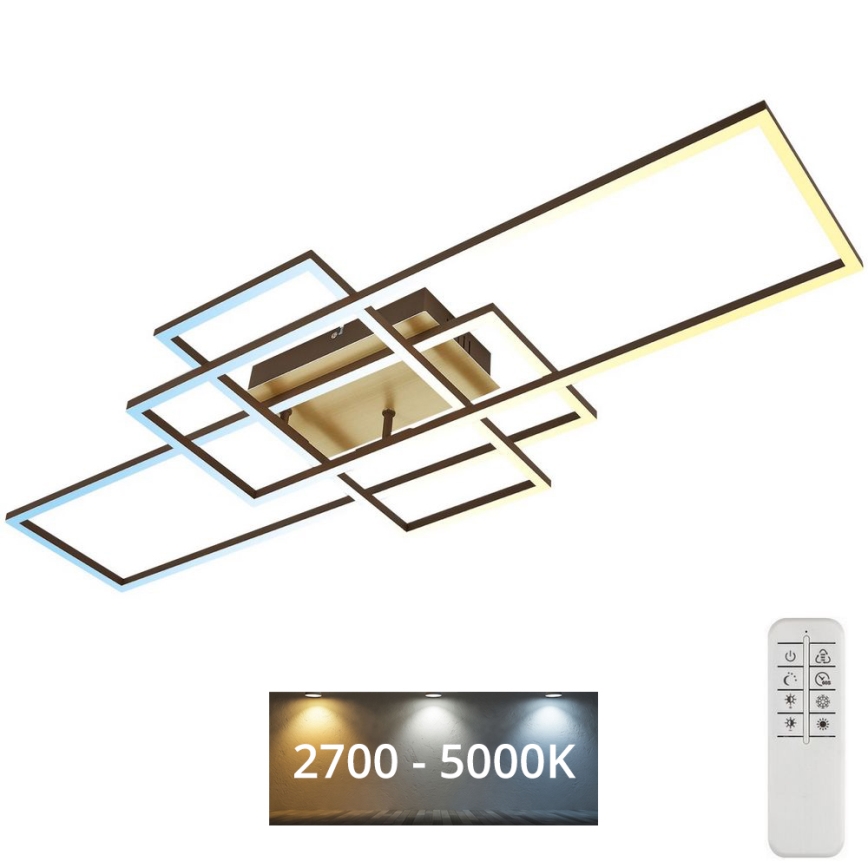 Brilo - LED Zatemnitveni nadgradni lestenec FRAME LED/51W/230V 2700-5000K rjava/zlata + Daljinski upravljalnik