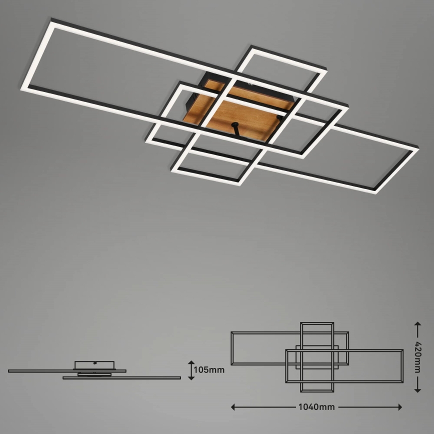 Brilo - LED Zatemnitveni nadgradni lestenec FRAME LED/51W/230V 2700-5000K črna/rjava + Daljinski upravljalnik