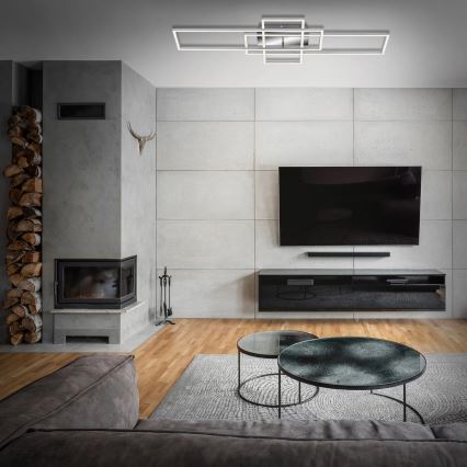 Brilo - LED Zatemnitveni nadgradni lestenec FRAME LED/51W/230V 2700-5000K mat krom + Daljinski upravljalnik