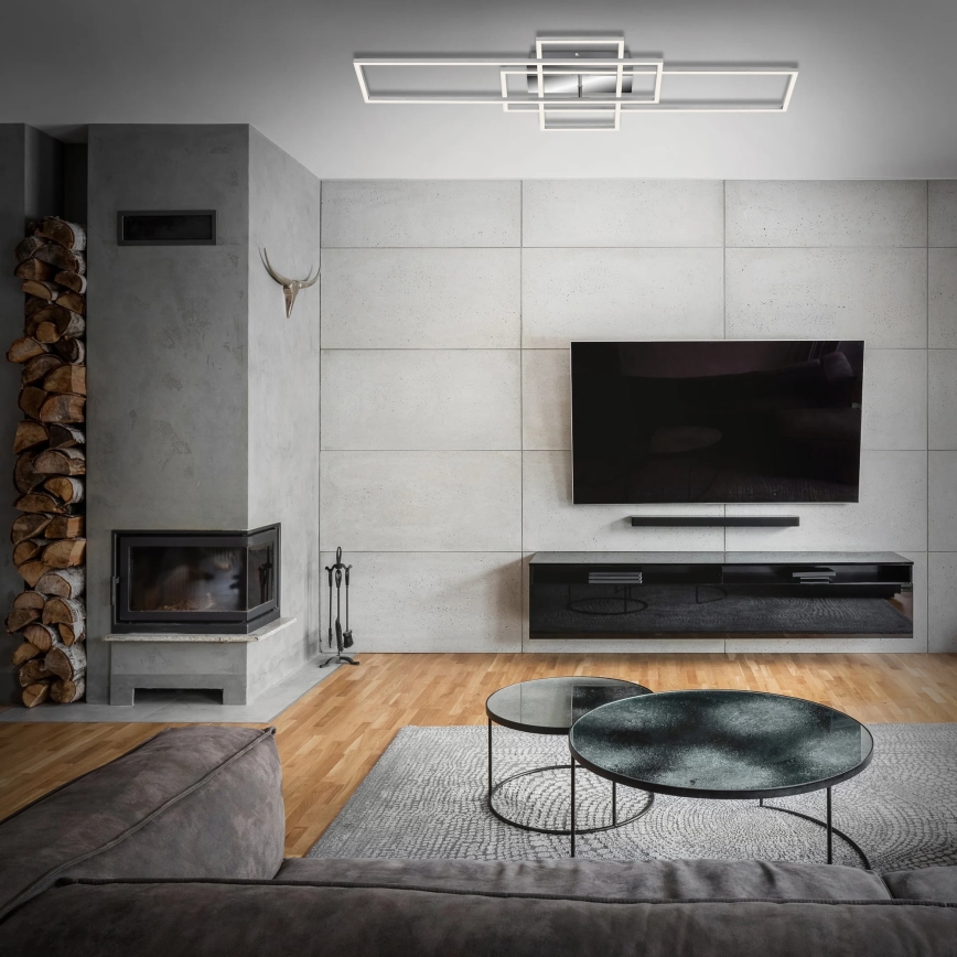 Brilo - LED Zatemnitveni nadgradni lestenec FRAME LED/51W/230V 2700-5000K mat krom + Daljinski upravljalnik