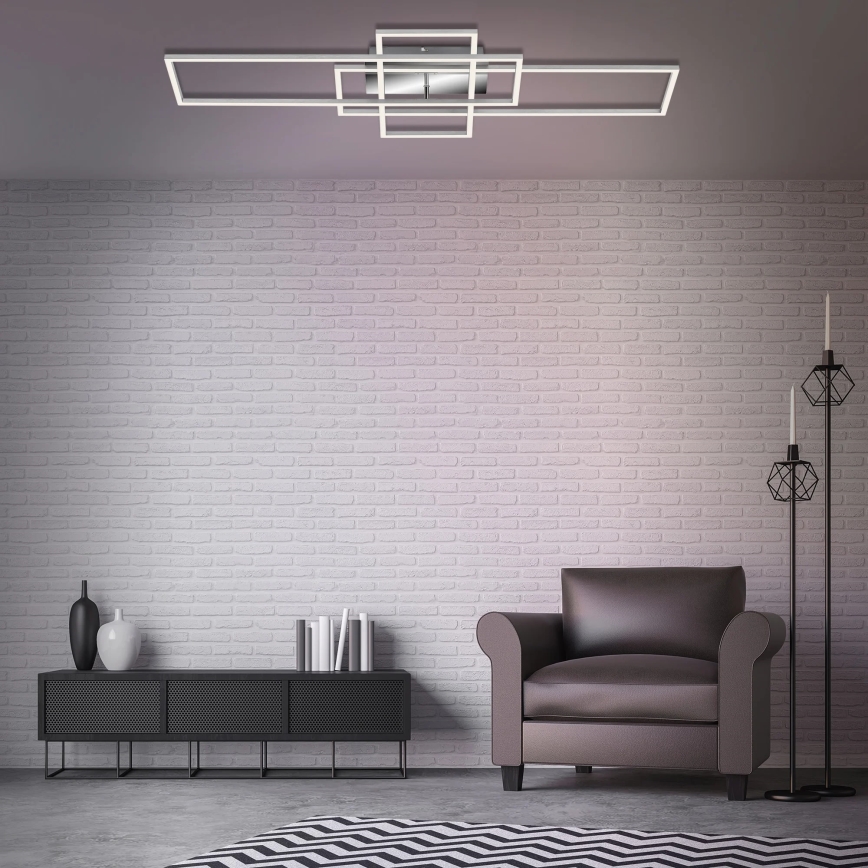 Brilo - LED Zatemnitveni nadgradni lestenec FRAME LED/51W/230V 2700-5000K mat krom + Daljinski upravljalnik