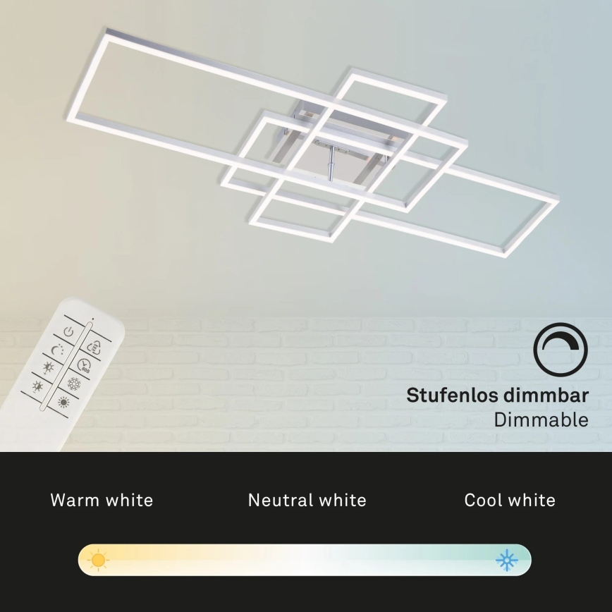 Brilo - LED Zatemnitveni nadgradni lestenec FRAME LED/51W/230V 2700-5000K mat krom + Daljinski upravljalnik