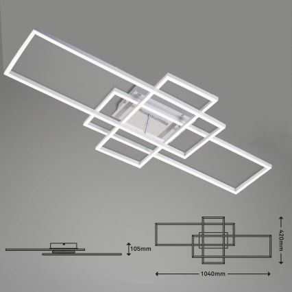 Brilo - LED Zatemnitveni nadgradni lestenec FRAME LED/51W/230V 2700-5000K mat krom + Daljinski upravljalnik