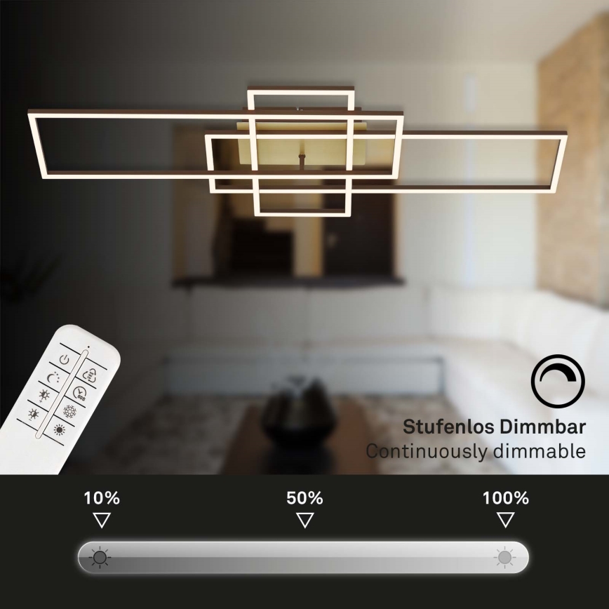 Brilo - LED Zatemnitveni nadgradni lestenec FRAME LED/51W/230V 2700-5000K rjava/zlata + Daljinski upravljalnik