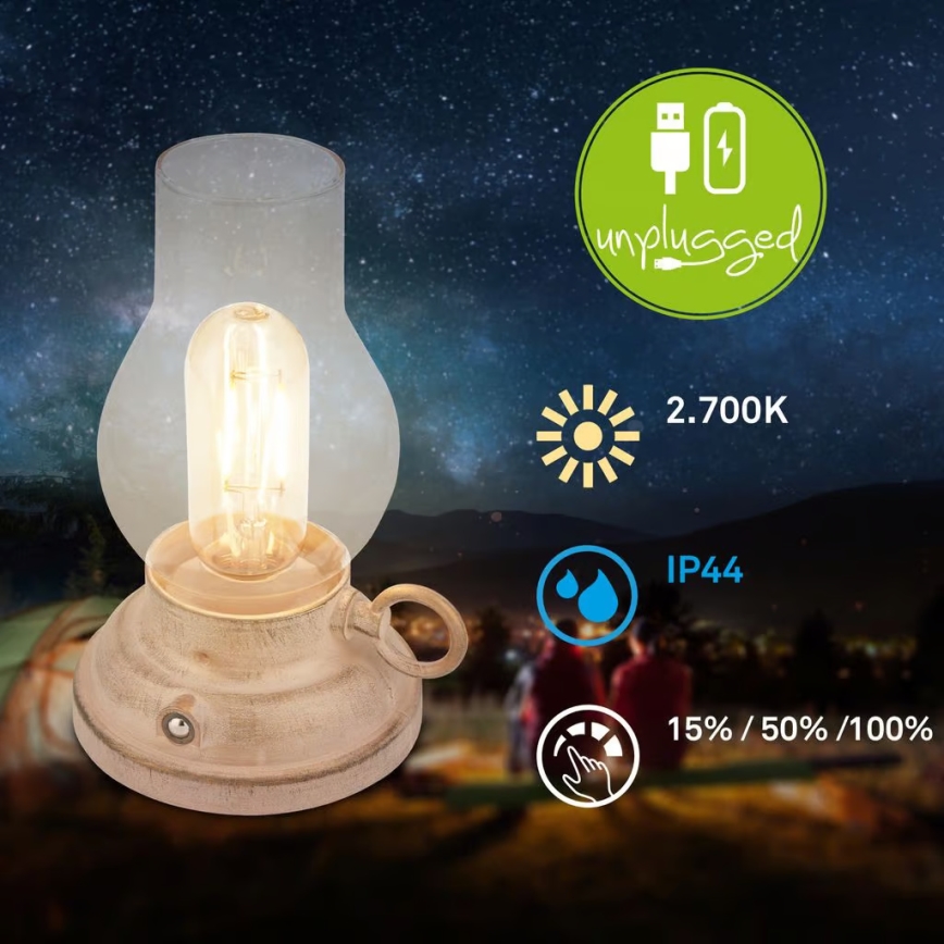 Brilo - LED zatemnjevalna zunanja polnilna namizna svetilka KANEA LED/1,5W/5V IP44 1200 mAh bež
