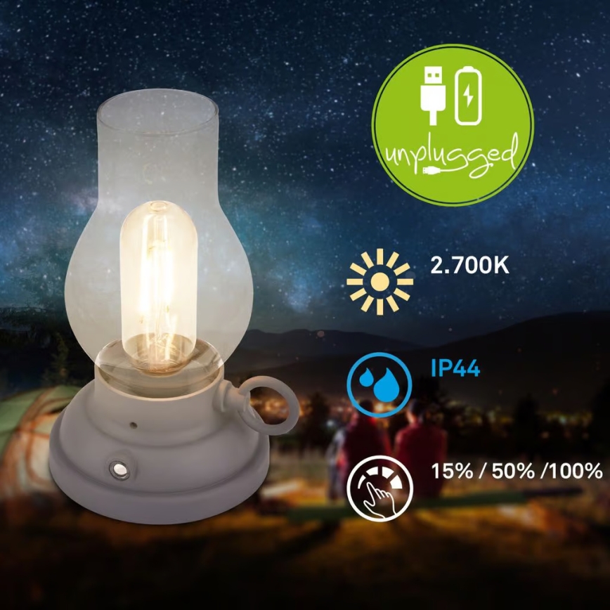 Brilo - LED zatemnjiva zunanja polnilna namizna svetilka KANEA LED/1,5W/5V IP44 1200 mAh antracit