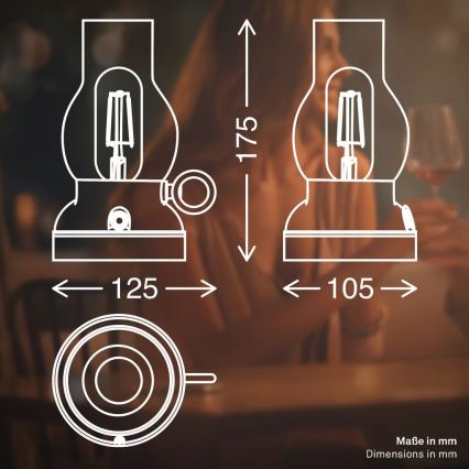 Brilo - LED zatemnjiva zunanja polnilna namizna svetilka KANEA LED/1,5W/5V IP44 1200 mAh antracit