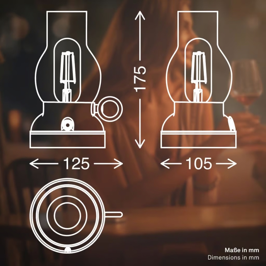 Brilo - LED zatemnjiva zunanja polnilna namizna svetilka KANEA LED/1,5W/5V IP44 1200 mAh antracit
